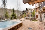 The common area hot tub is a wonderful spot to relax at the end of a day exploring the Snowmass mountains.